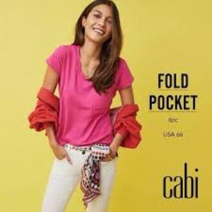 CAbi Fuschia Fold Pocket Tee Size S